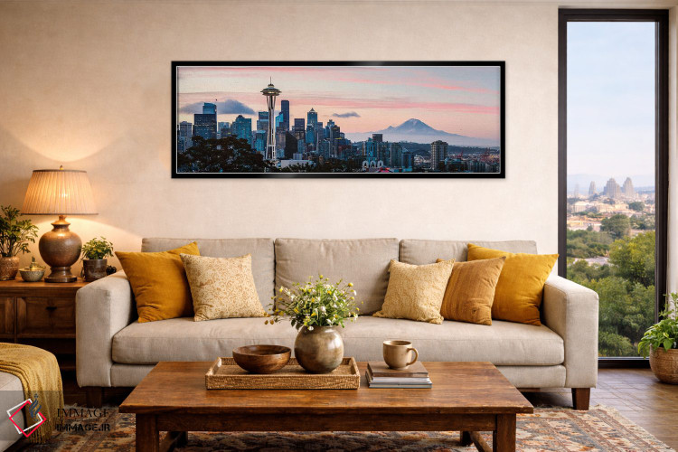 تابلو دکوراتیو منظره شهر سیاتل و کوه رینیر اثر ماتئو کولومبو - D6B