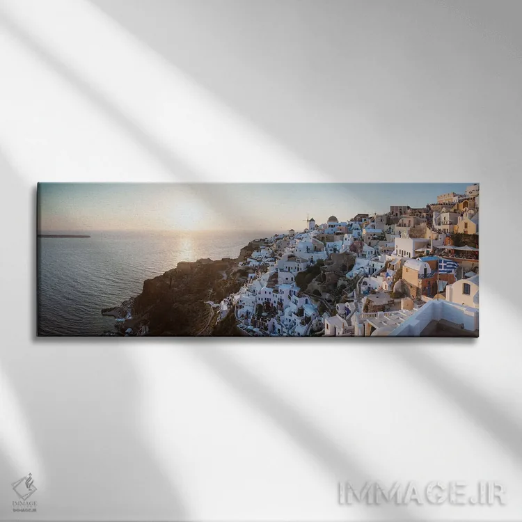 تابلو دکوراتیو غروب بر سانتورینی III اثر ماتئو کولومبو - نمای روبهرو روی دیوار