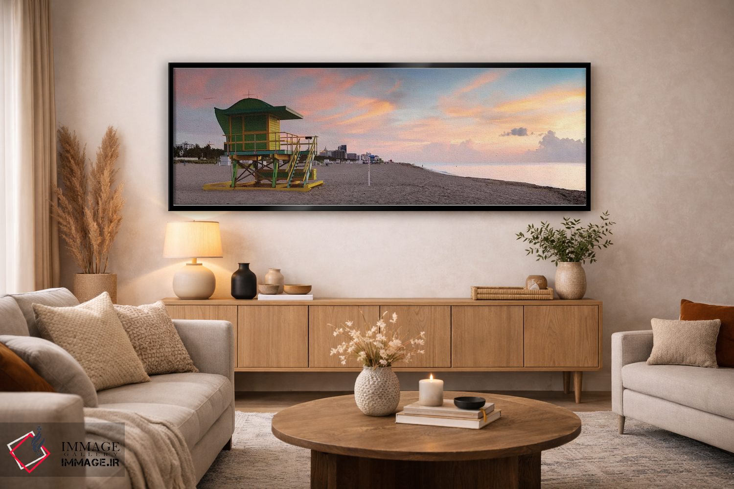 تابلو دکوراتیو طلوع خورشید ساحل میامی اثر ماتئو کولومبو - D5B