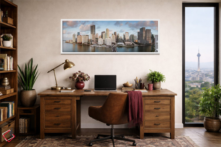 تابلو دکوراتیو مرکز شهر میامی هنگام طلوع خورشید اثر ماتئو کولومبو - D1W