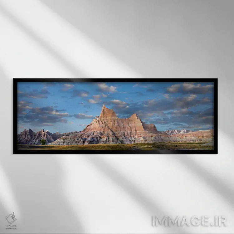 تابلو دکوراتیو Badlands National Park, South Dakota,چشم انداز با ویژگی ها… اثر تیم فیتزهریس - نمای قابدار مشکی