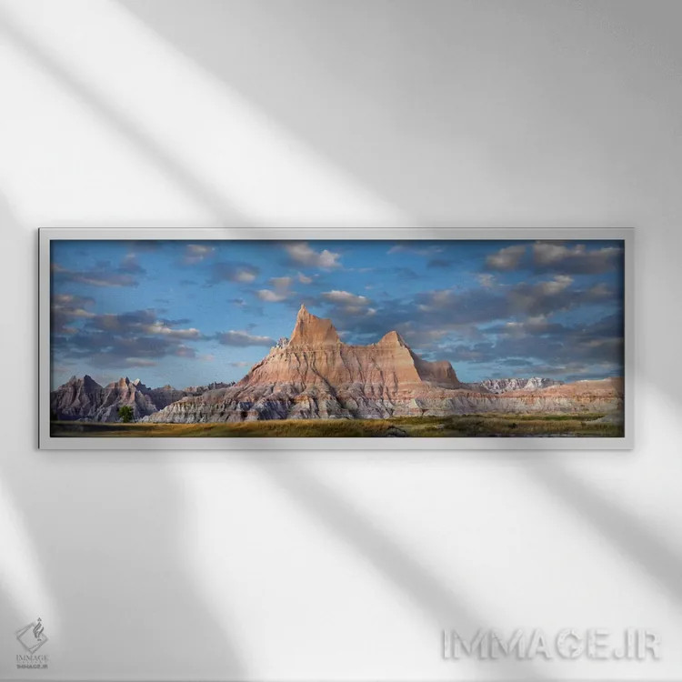 تابلو دکوراتیو Badlands National Park, South Dakota,چشم انداز با ویژگی ها… اثر تیم فیتزهریس - نمای قابدار سفید