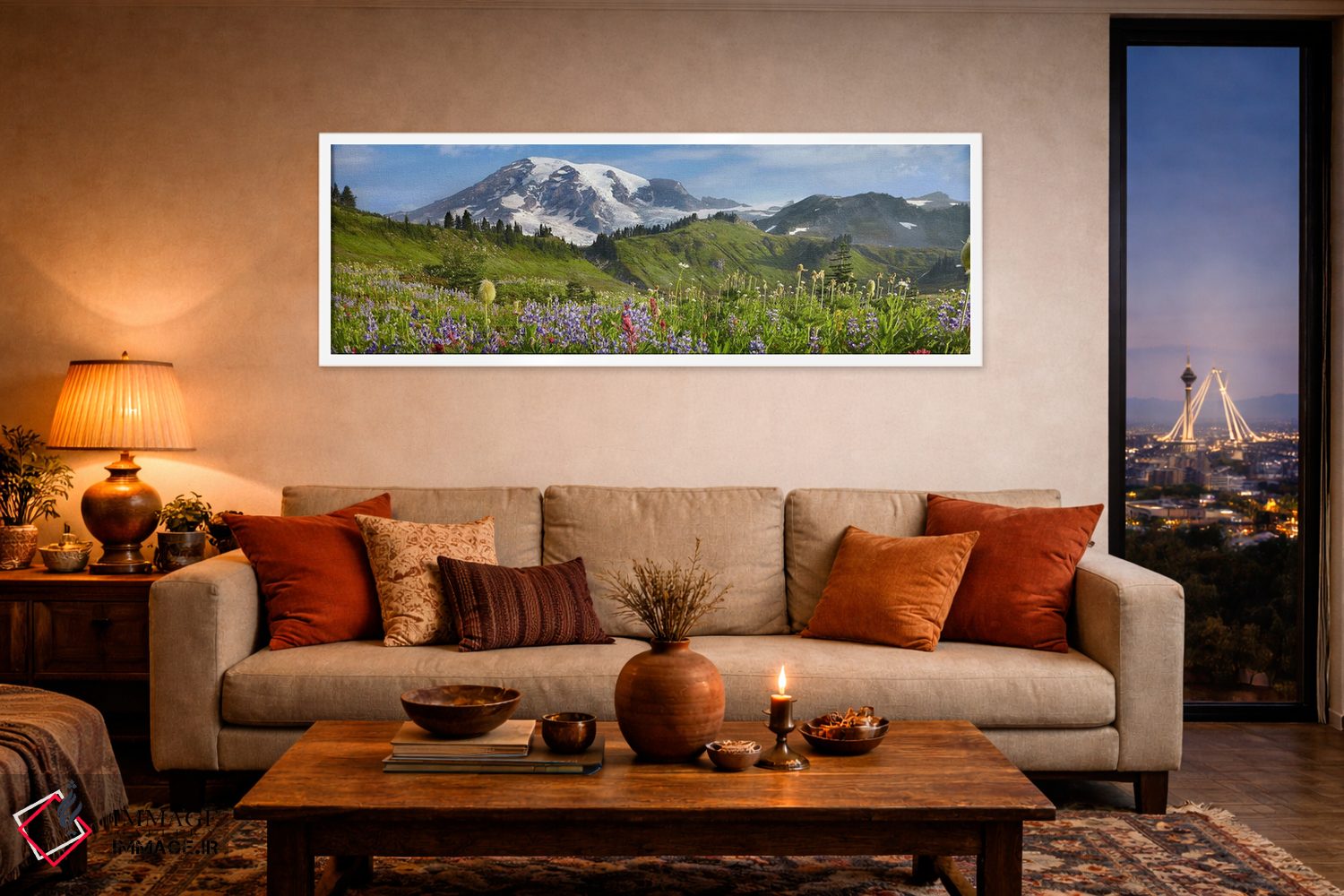 تابلو دکوراتیو Mount Rainier National Park, Washington,گل های وحشی در چمن… اثر تیم فیتزهریس - D3W