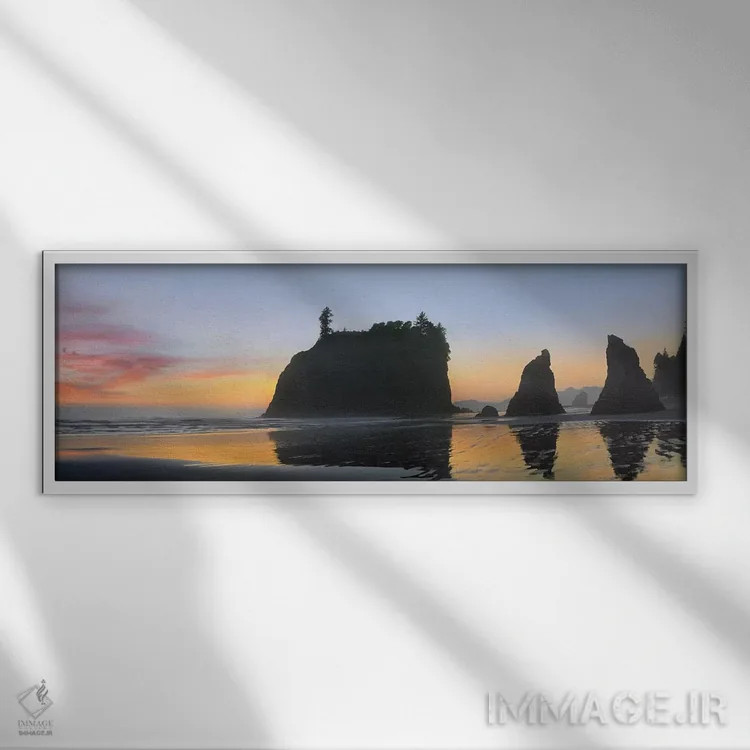 تابلو دکوراتیو Ruby Beach, Olympic National Park, Washington,نمای پانورام… اثر تیم فیتزهریس - نمای قابدار سفید
