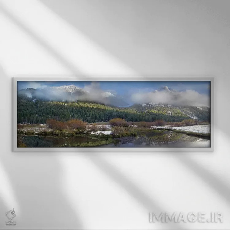 تابلو دکوراتیو Idaho,نمای پانورامای کوهستان پایونیر، آیداهو اثر تیم فیتزهریس - نمای قابدار سفید