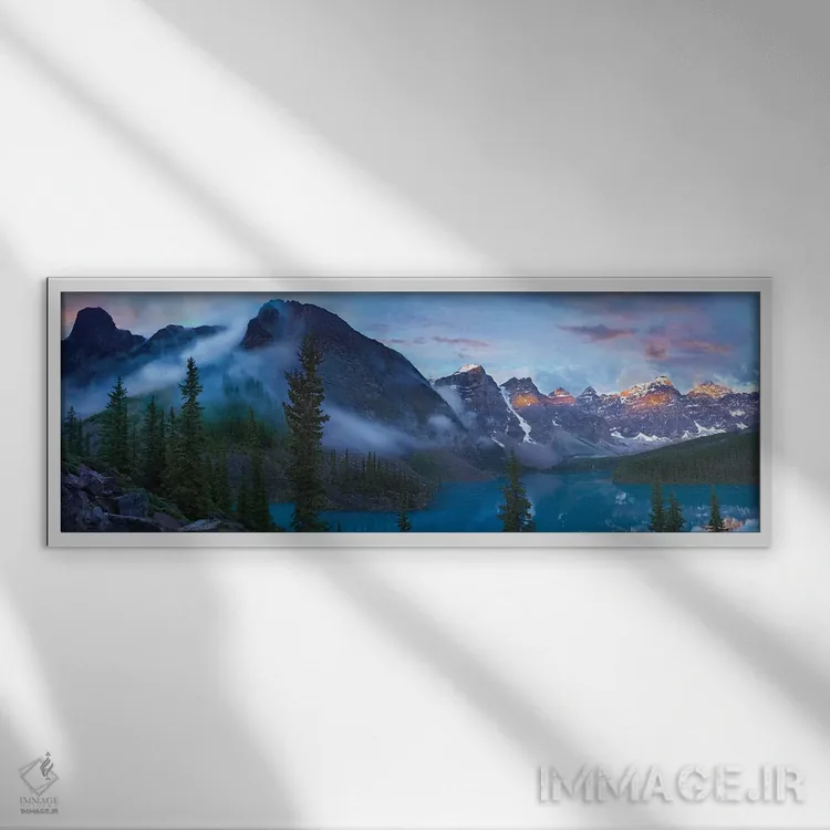 تابلو دکوراتیو Valley Of Ten Peaks, Banff National Park, Alberta, Canada… اثر تیم فیتزهریس - نمای قابدار سفید