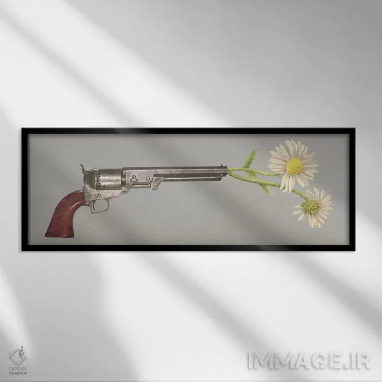 تابلو دکوراتیو گزینه صلح آفرین اثر تری فن - نمای قابدار مشکی