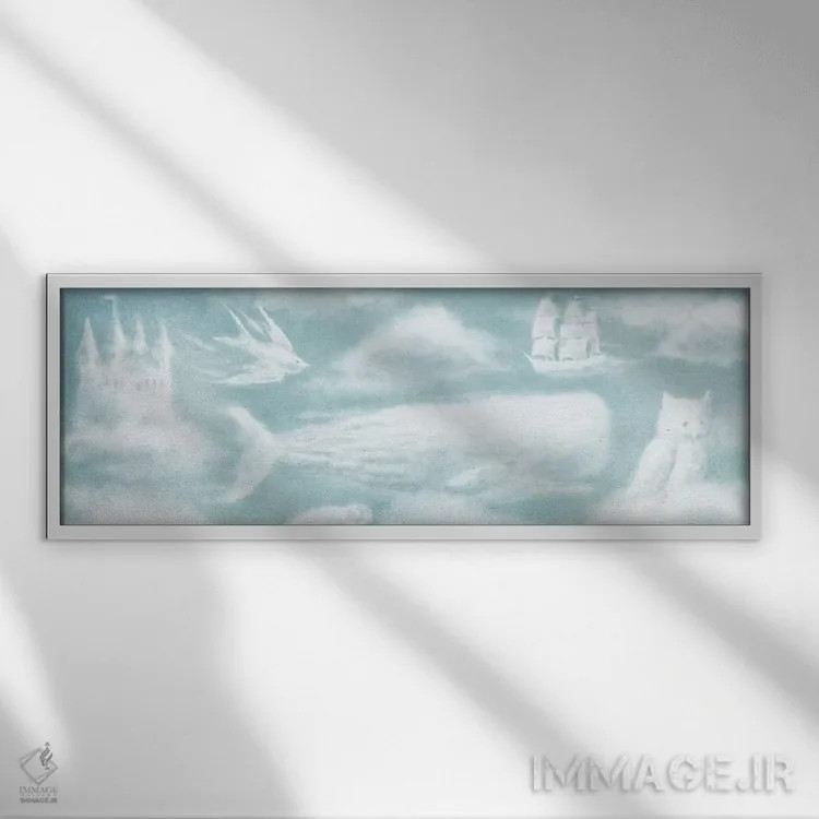 تابلو دکوراتیو آستر صحافی حیوانات ابری! اثر تری فن - نمای قابدار سفید