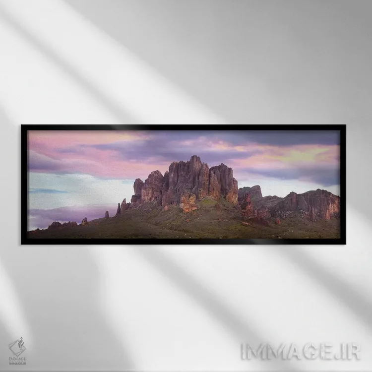 تابلو دکوراتیو Arizona,نمای پانورامای کوه های سوپراستیشن هنگام غروب، آریز… اثر تیم فیتزهریس - نمای قابدار مشکی