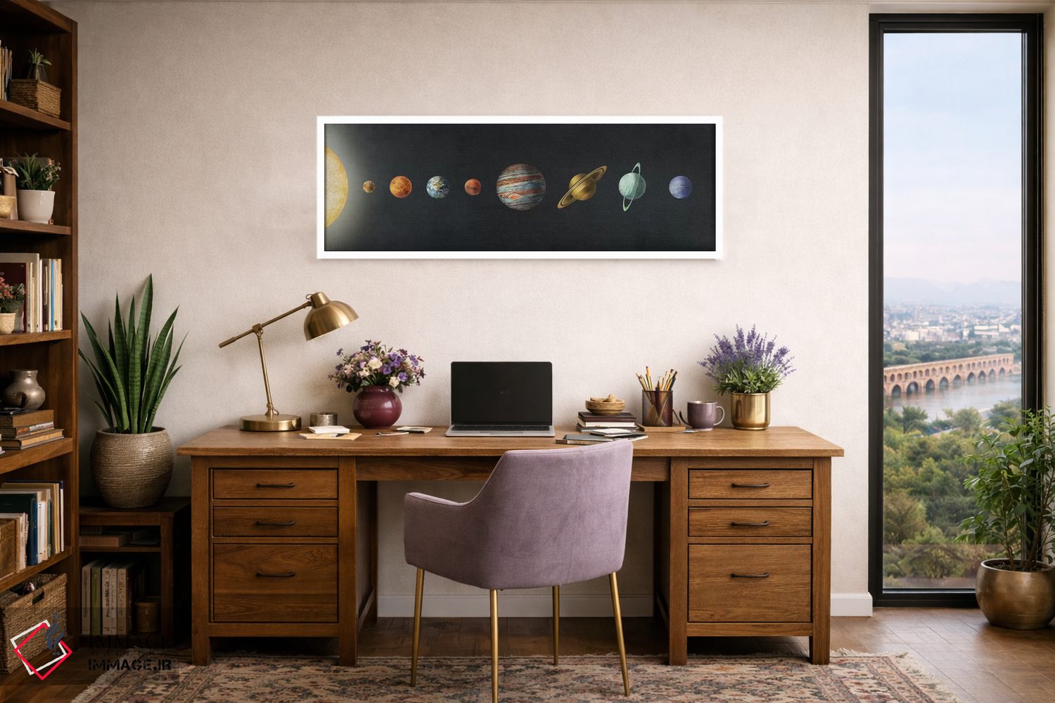 تابلو دکوراتیو منظومه شمسی مشکی اثر تری فن - D1W