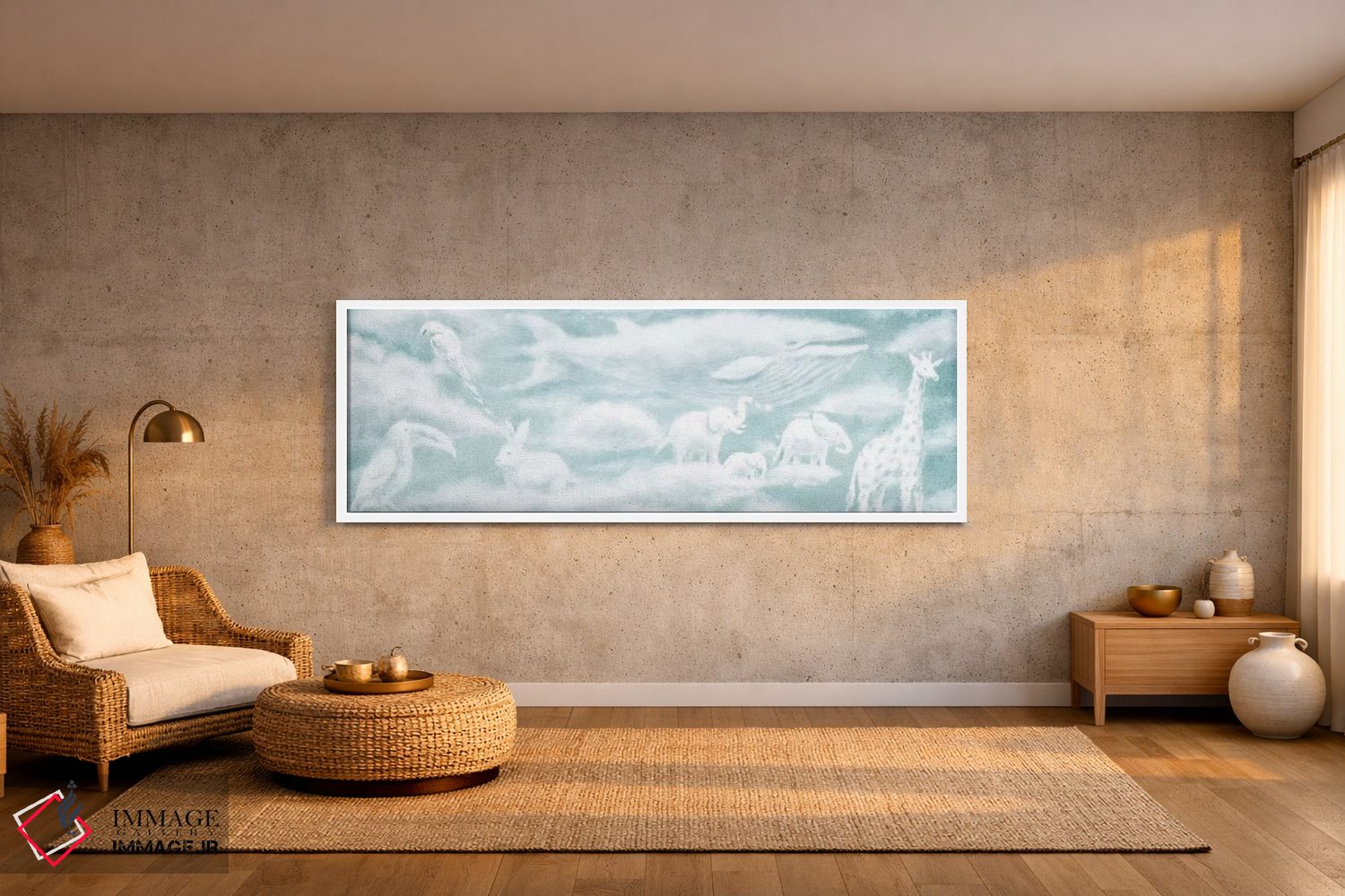 تابلو دکوراتیو آستر صحافی حیوانات ابری ۲ اثر تری فن - D1W