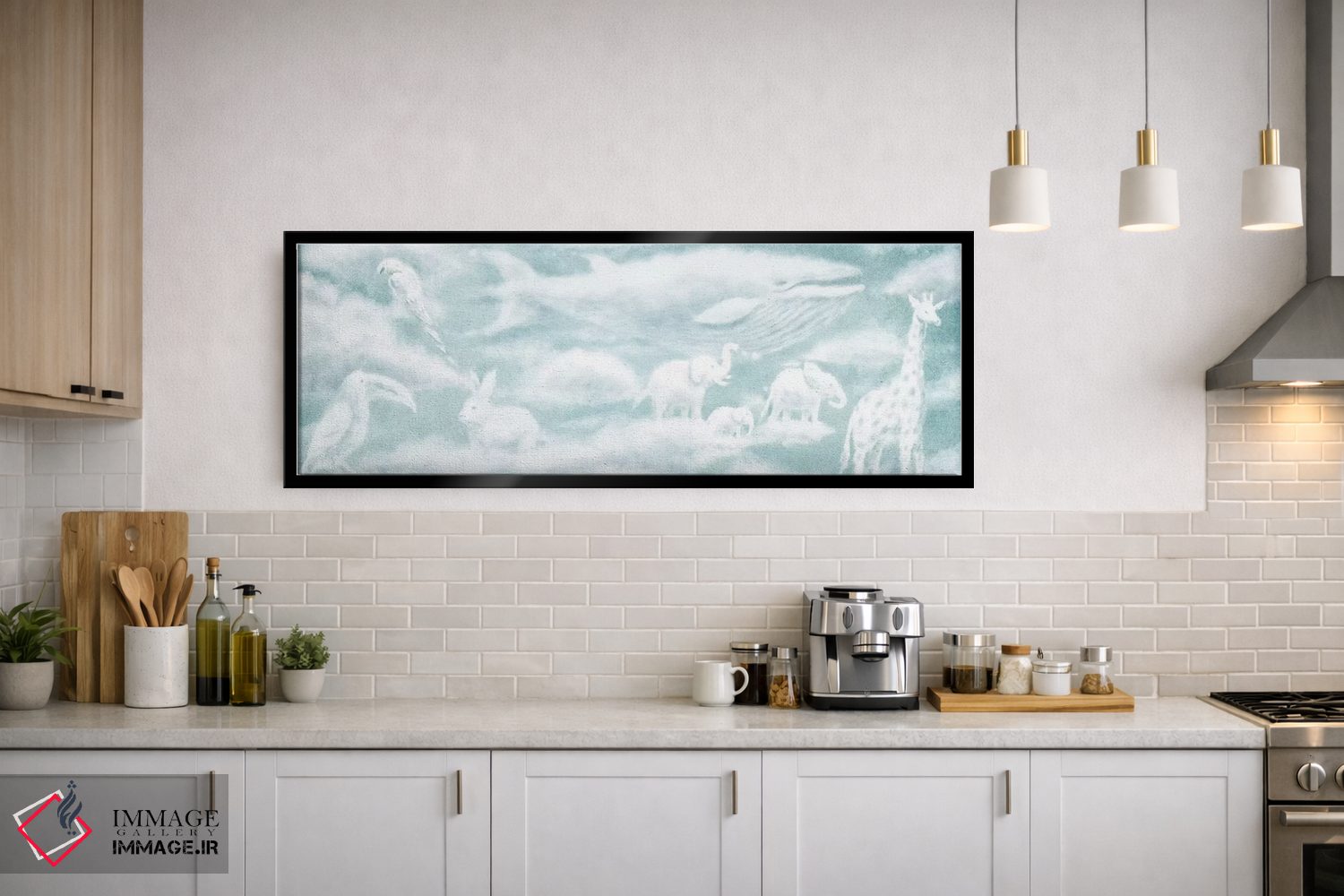 تابلو دکوراتیو آستر صحافی حیوانات ابری ۲ اثر تری فن - D3B