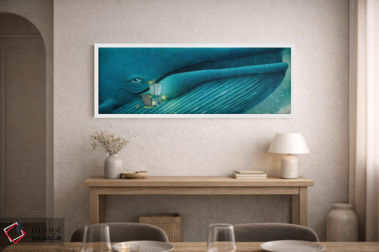 تابلو دکوراتیو فین و نهنگ آبی اثر تری فن - D1W