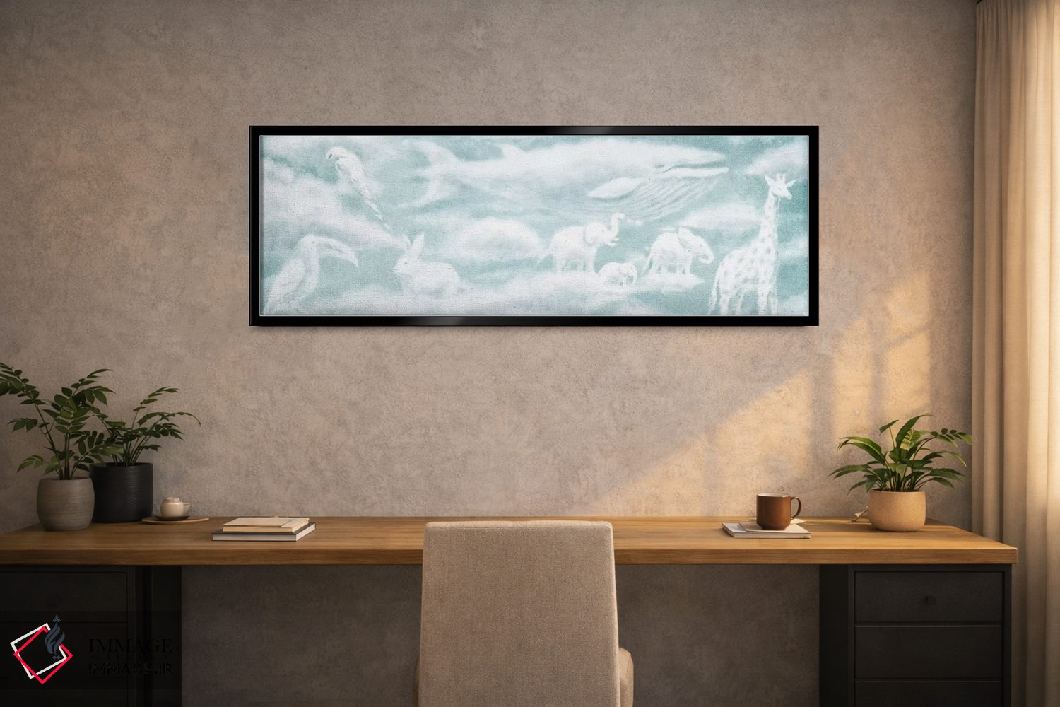 تابلو دکوراتیو آستر صحافی حیوانات ابری ۲ اثر تری فن - D2B