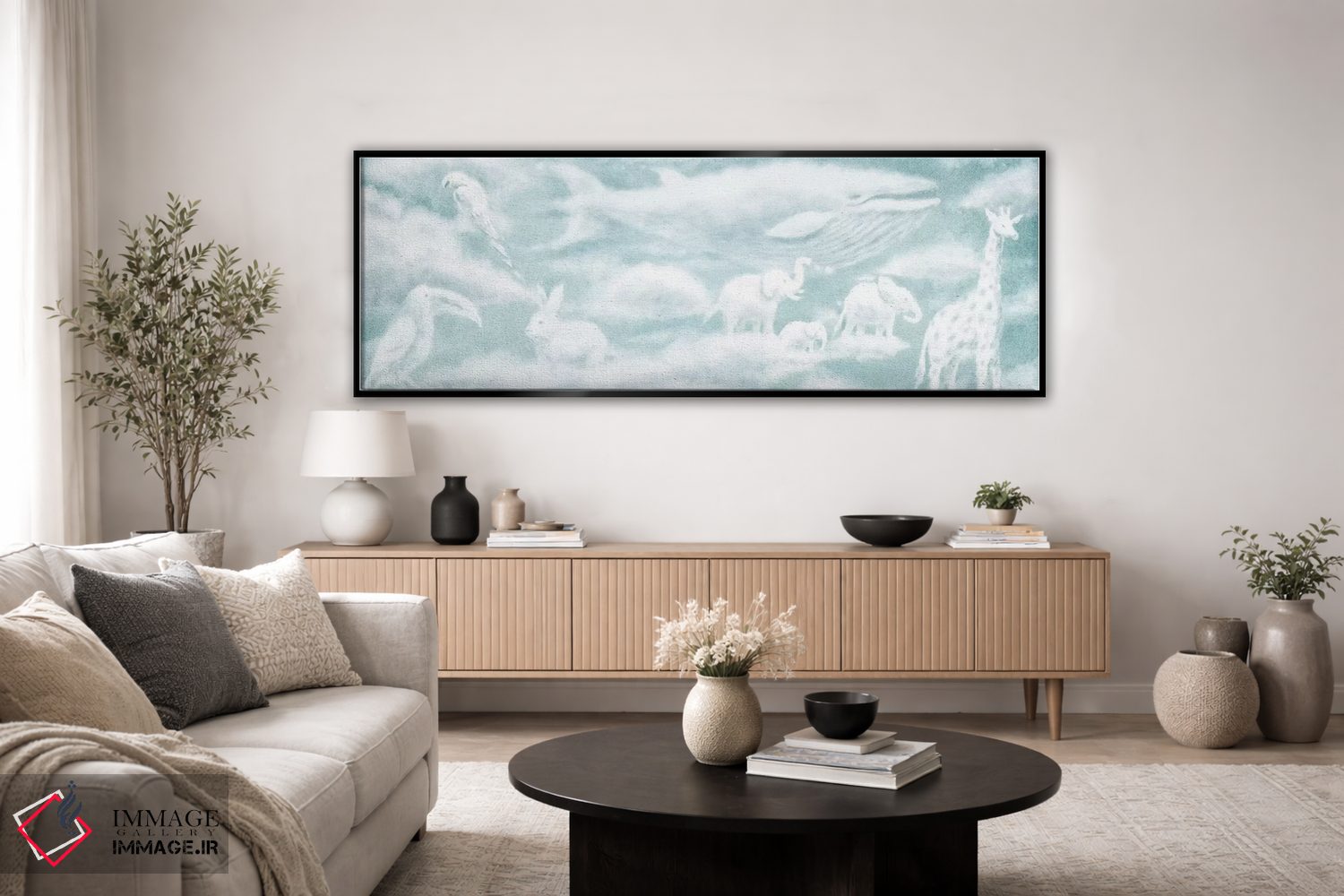 تابلو دکوراتیو آستر صحافی حیوانات ابری ۲ اثر تری فن - D4B