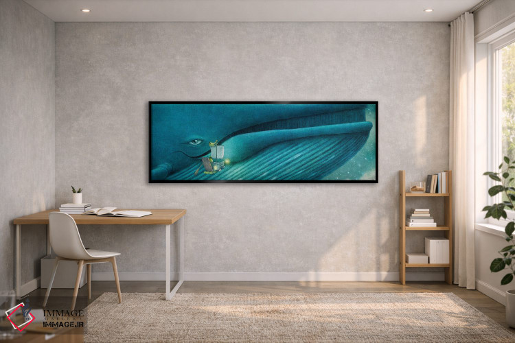 تابلو دکوراتیو فین و نهنگ آبی اثر تری فن - D2B
