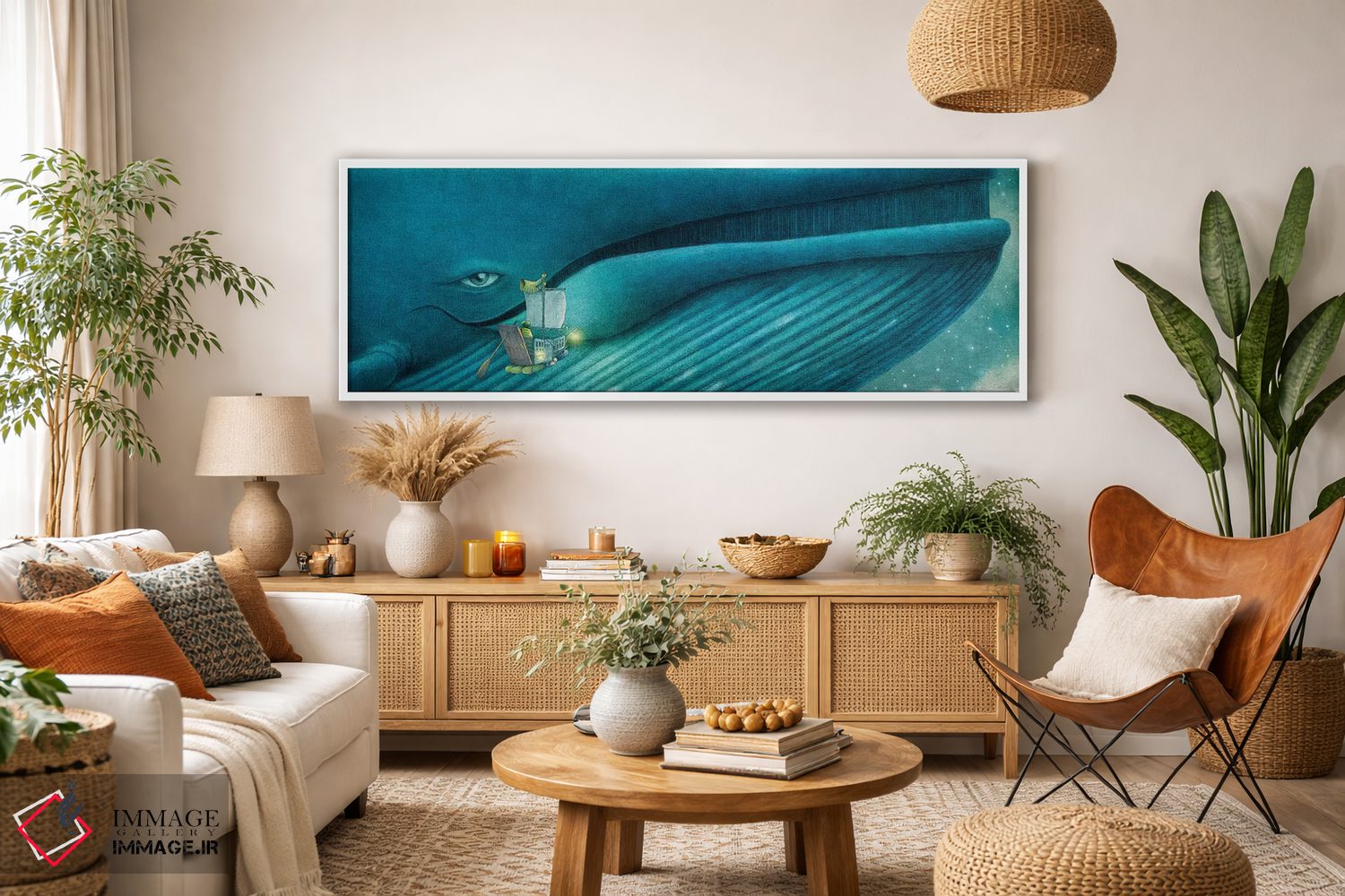 تابلو دکوراتیو فین و نهنگ آبی اثر تری فن - D3W