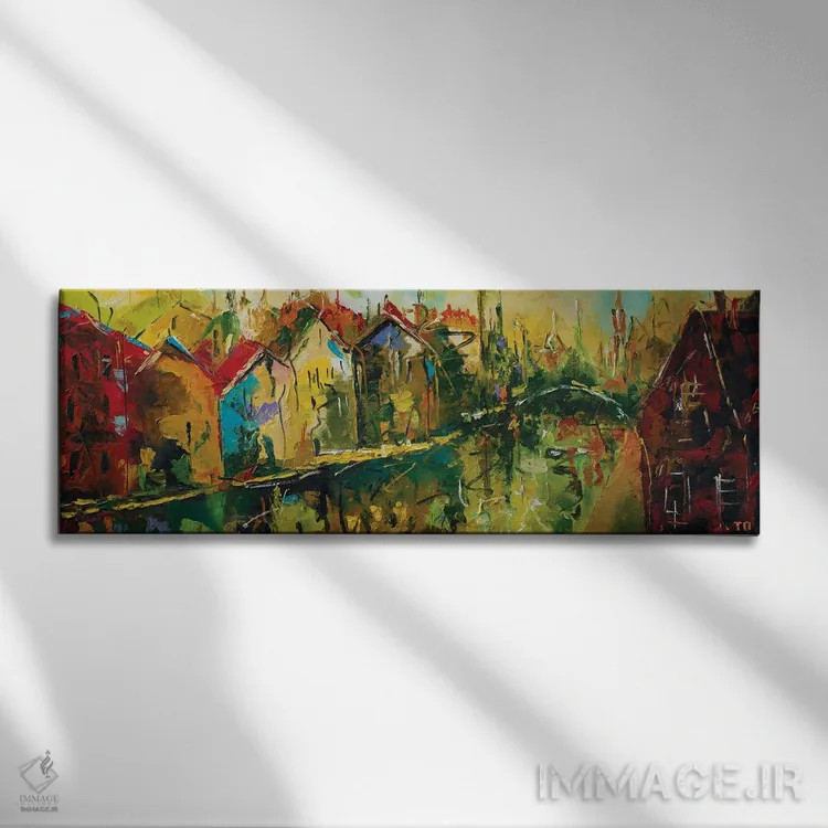 تابلو انتزاعی پاییز در آمستردام اثر تانیجا پترس - نمای روبهرو روی دیوار