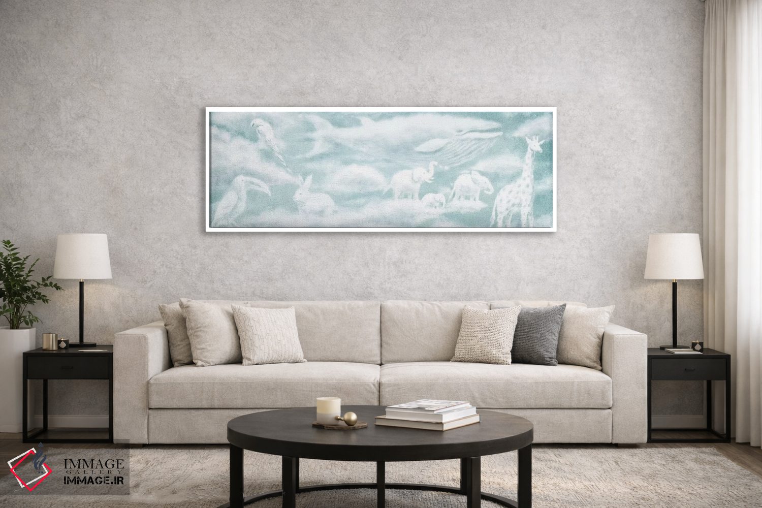 تابلو دکوراتیو آستر صحافی حیوانات ابری ۲ اثر تری فن - D6W