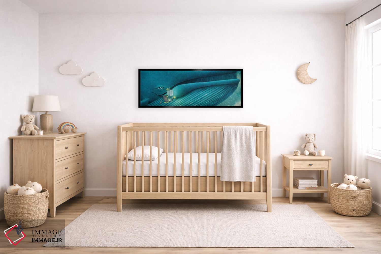 تابلو دکوراتیو فین و نهنگ آبی اثر تری فن - D6B