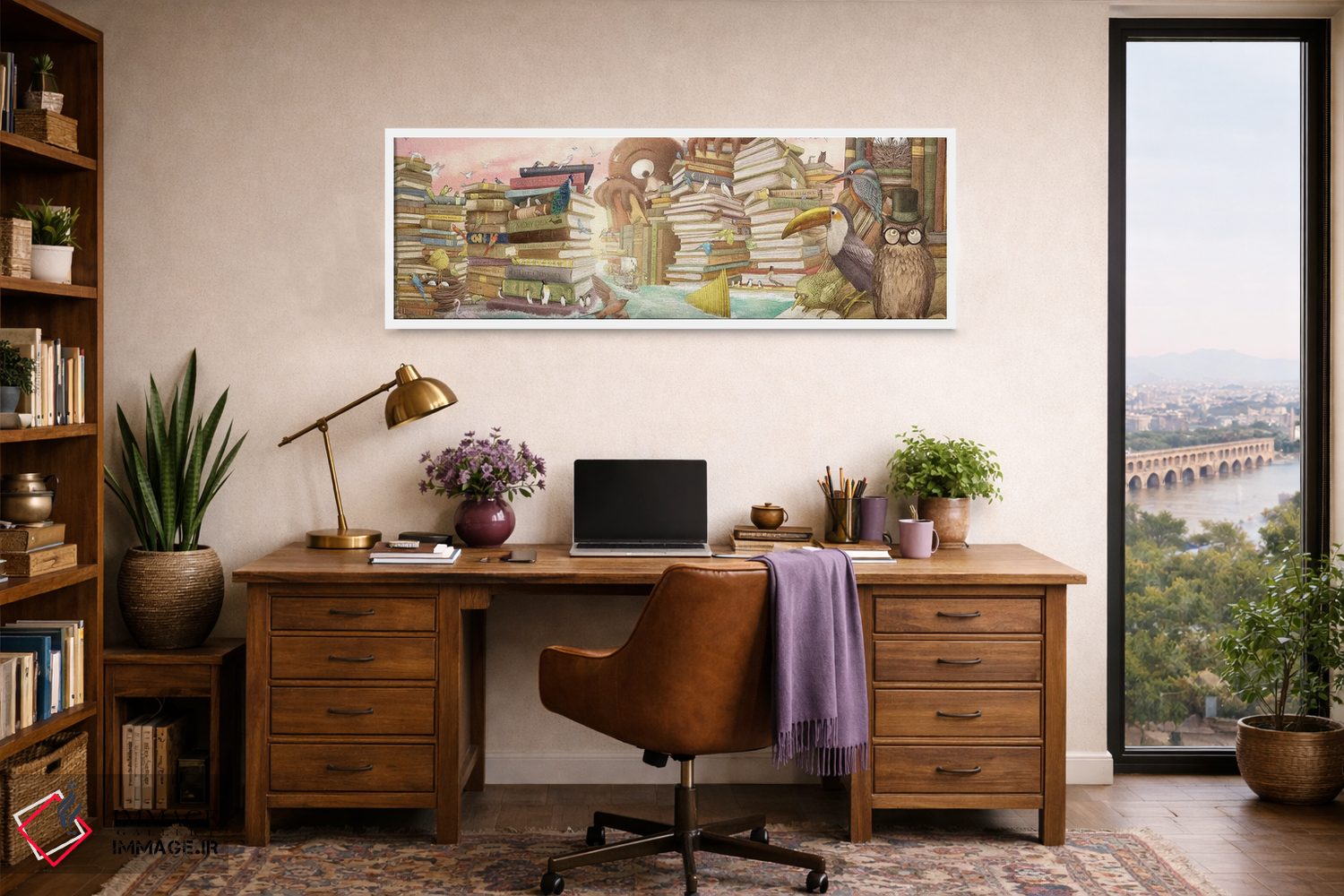 تابلو دکوراتیو جزایر کتابخانه اثر تری فن - D1W