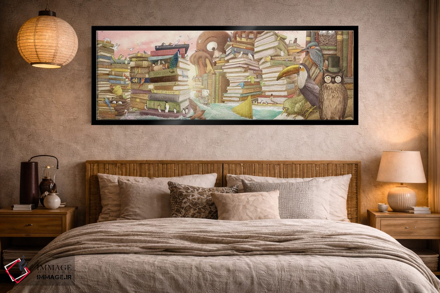 تابلو دکوراتیو جزایر کتابخانه اثر تری فن - D3B