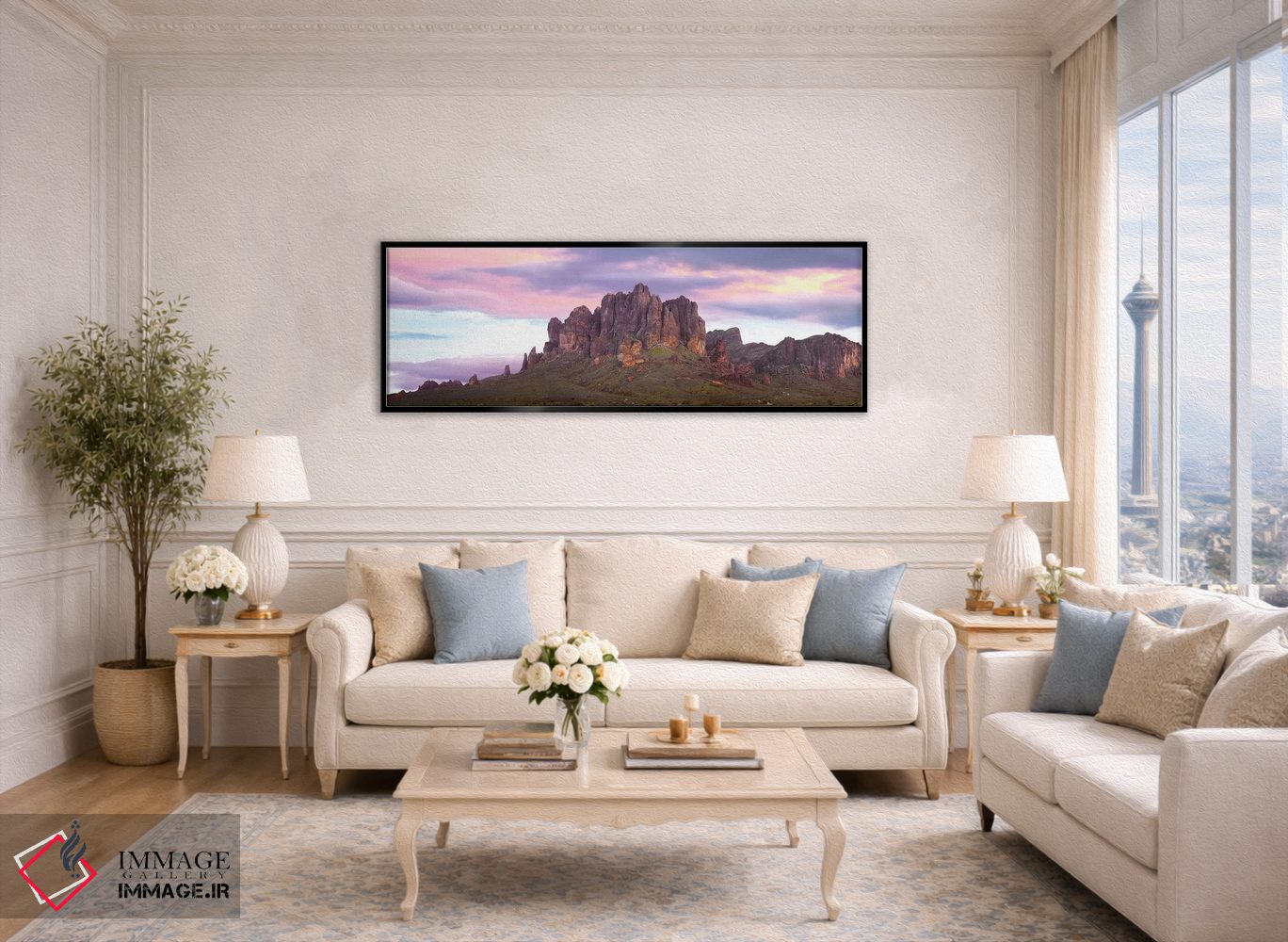 تابلو دکوراتیو Arizona,نمای پانورامای کوه های سوپراستیشن هنگام غروب، آریز… اثر تیم فیتزهریس - D6B