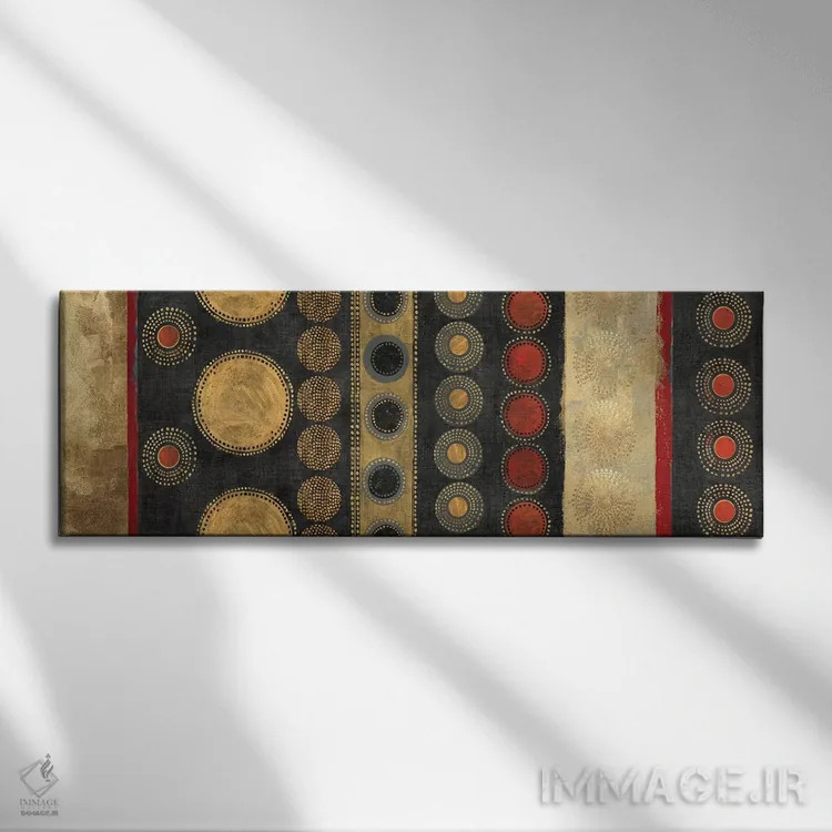 تابلو انتزاعی طلایی کلیمت اثر تام ریوز - نمای روبهرو روی دیوار