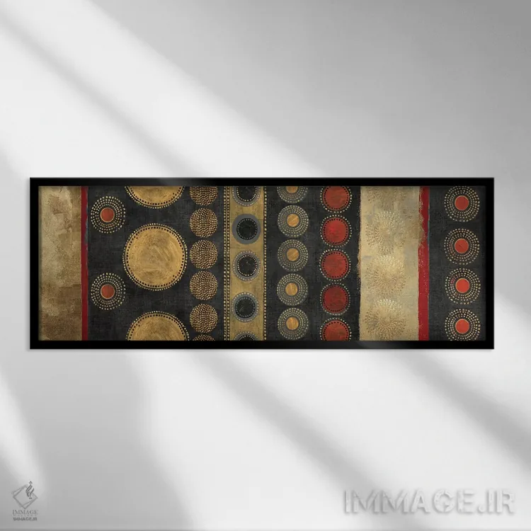 تابلو انتزاعی طلایی کلیمت اثر تام ریوز - نمای قابدار مشکی