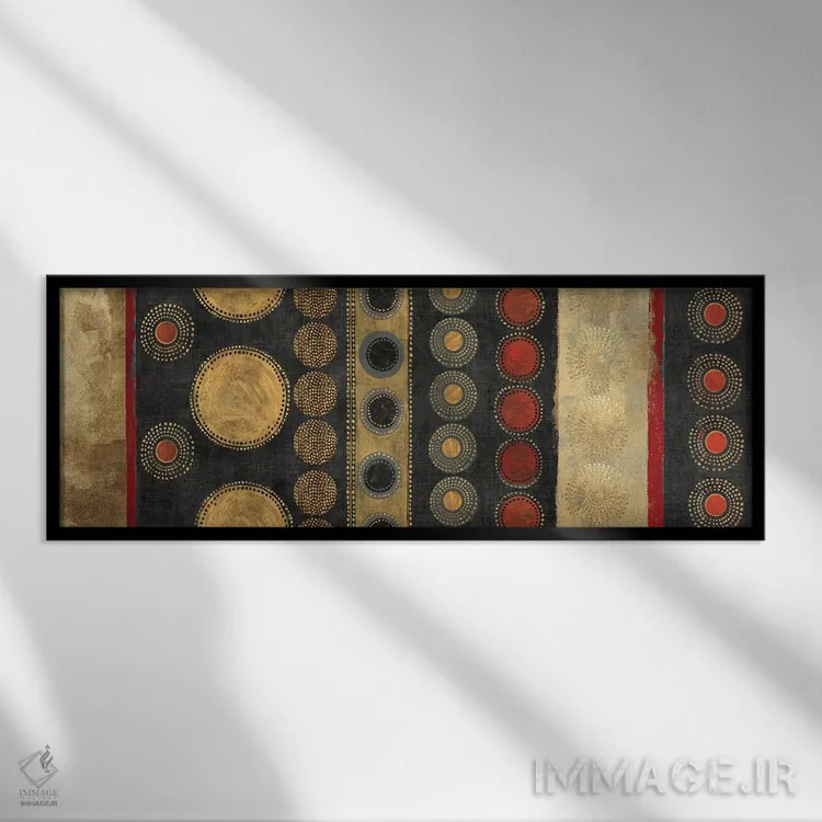 تابلو انتزاعی طلایی کلیمت اثر تام ریوز - نمای قابدار مشکی