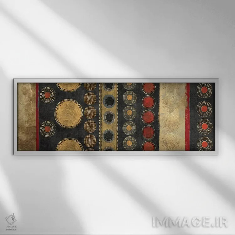 تابلو انتزاعی طلایی کلیمت اثر تام ریوز - نمای قابدار سفید
