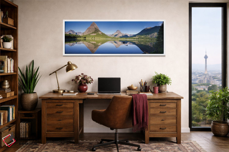 تابلو دکوراتیو کوه هایی که در دریاچه بازتاب یافته اند، پارک ملی یخچال، مونت… اثر تام نورینگ - D1W