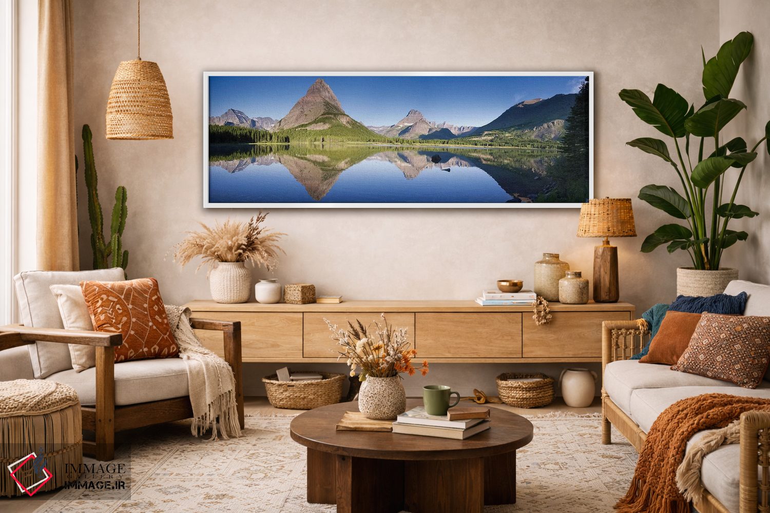 تابلو دکوراتیو کوه هایی که در دریاچه بازتاب یافته اند، پارک ملی یخچال، مونت… اثر تام نورینگ - D3W