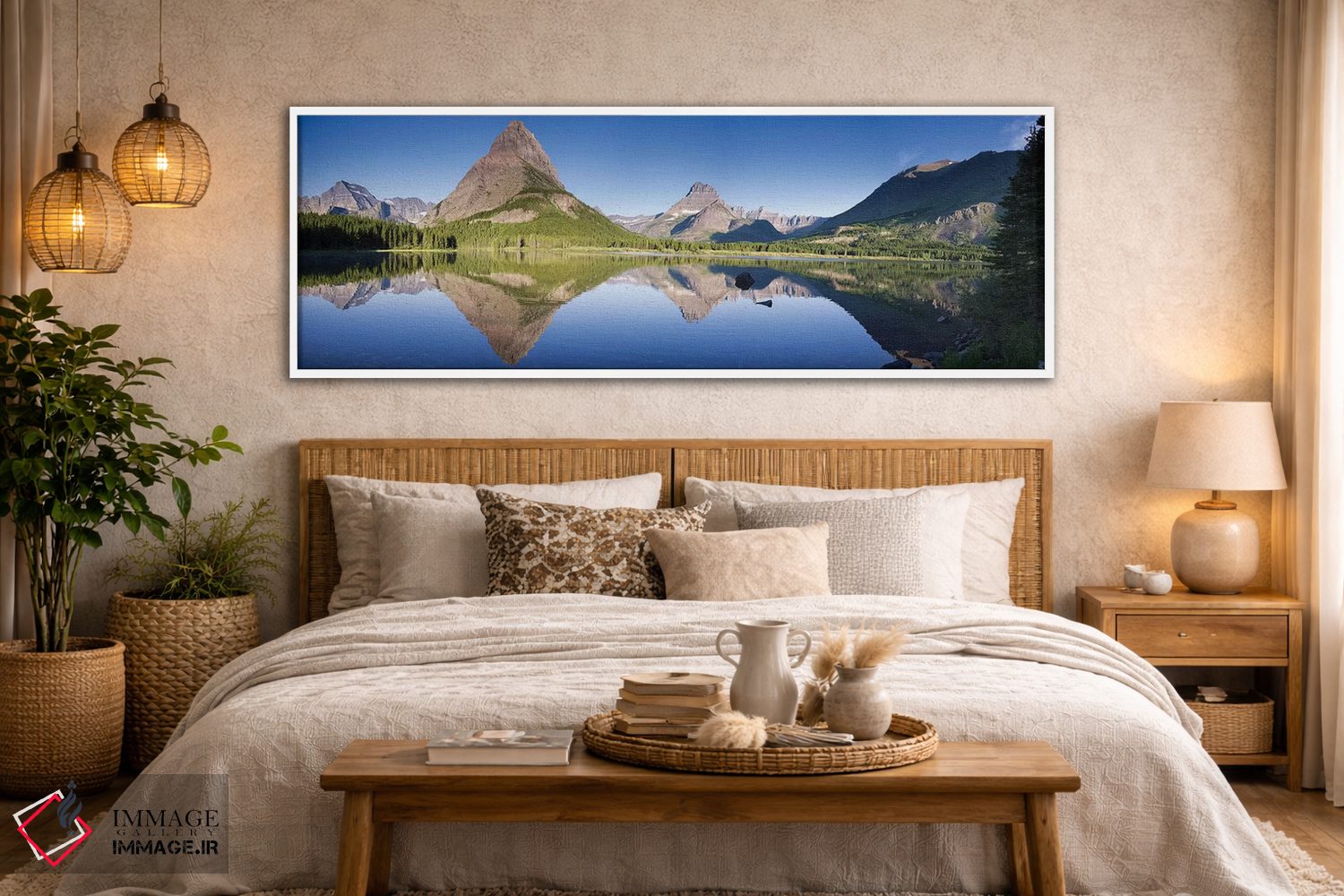 تابلو دکوراتیو کوه هایی که در دریاچه بازتاب یافته اند، پارک ملی یخچال، مونت… اثر تام نورینگ - D5W