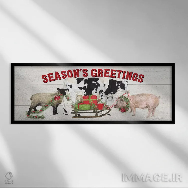 تابلو دکوراتیو کریسمس در مزرعه اثر تارا رید - نمای قابدار مشکی