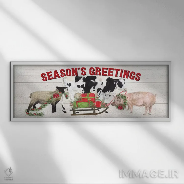 تابلو دکوراتیو کریسمس در مزرعه اثر تارا رید - نمای قابدار سفید