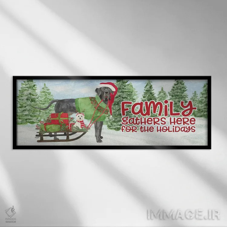تابلو دکوراتیو روزهای سگی کریسمس اثر تارا رید - نمای قابدار مشکی