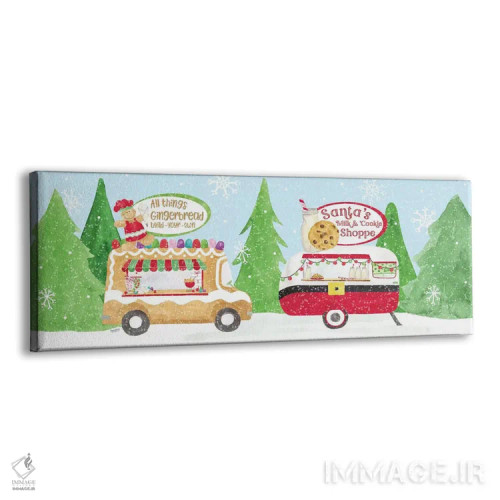 تابلو دکوراتیو کریسمس با گاری غذا دو اثر تارا رید - نمای پرسپکتیو محصول