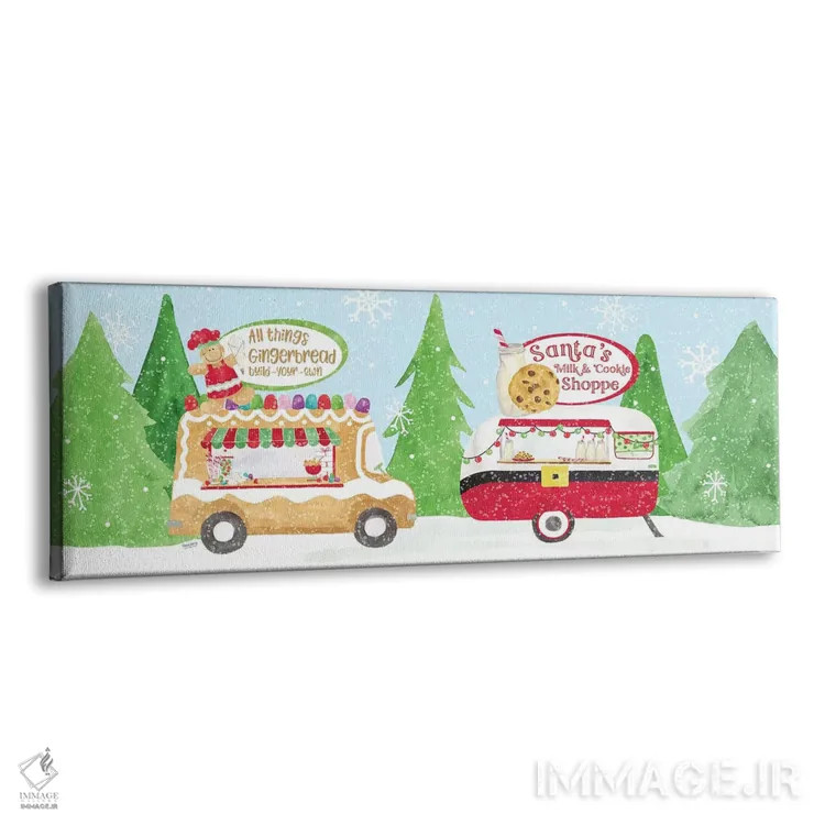 تابلو دکوراتیو کریسمس با گاری غذا دو اثر تارا رید - نمای پرسپکتیو محصول