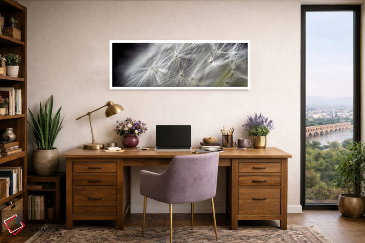 تابلو دکوراتیو نمای نزدیک قاصدک روی زمینه سیاه اثر تام کوارترمین - D1W