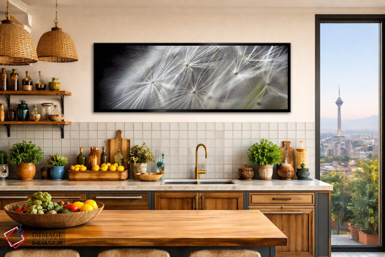 تابلو دکوراتیو نمای نزدیک قاصدک روی زمینه سیاه اثر تام کوارترمین - D2B