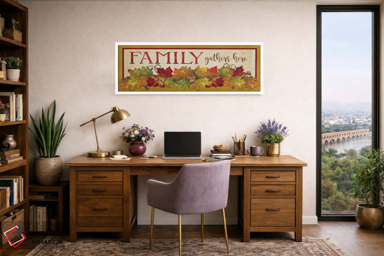 تابلو دکوراتیو برداشت پاییزی - تابلوی خانواده اینجا گرد هم می آید اثر تارا رید - D1W