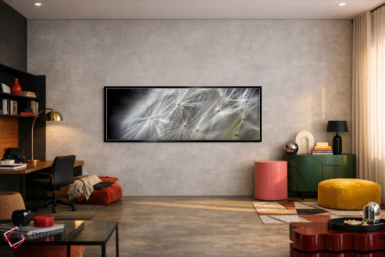 تابلو دکوراتیو نمای نزدیک قاصدک روی زمینه سیاه اثر تام کوارترمین - D6B