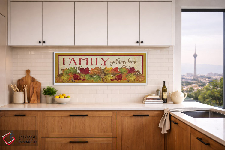 تابلو دکوراتیو برداشت پاییزی - تابلوی خانواده اینجا گرد هم می آید اثر تارا رید - D3W
