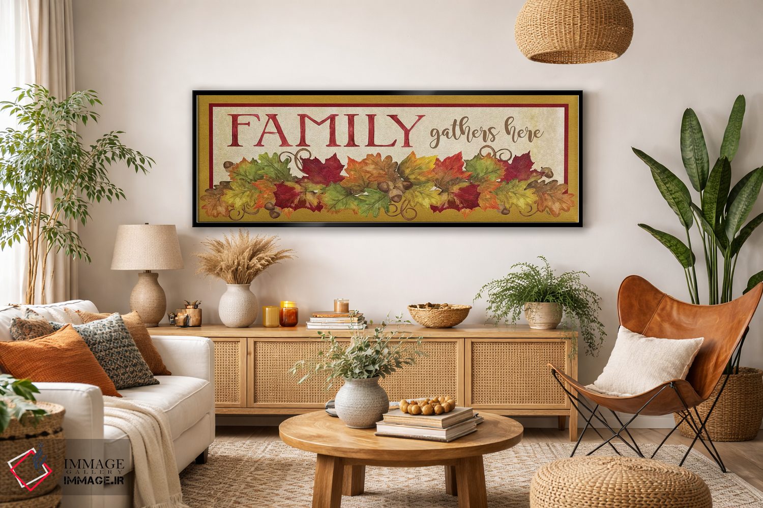 تابلو دکوراتیو برداشت پاییزی - تابلوی خانواده اینجا گرد هم می آید اثر تارا رید - D4B