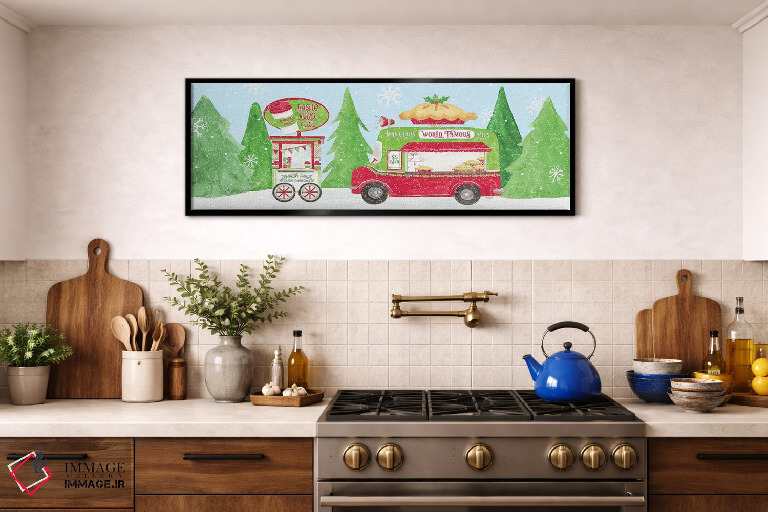 تابلو دکوراتیو کریسمس با گاری غذا یک اثر تارا رید - D2B