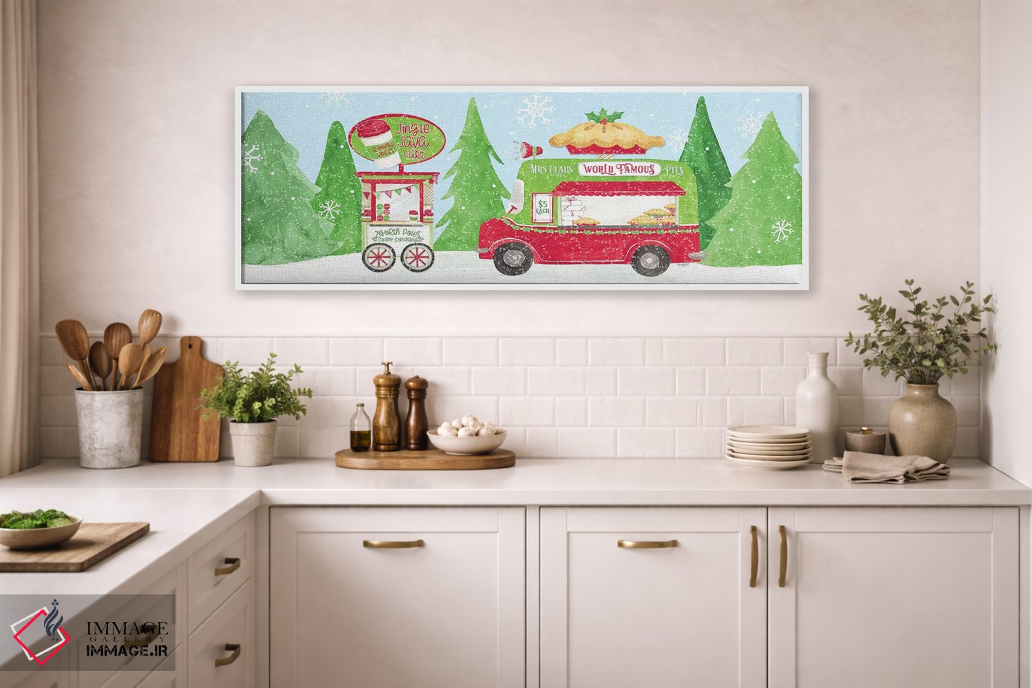 تابلو دکوراتیو کریسمس با گاری غذا یک اثر تارا رید - D1W