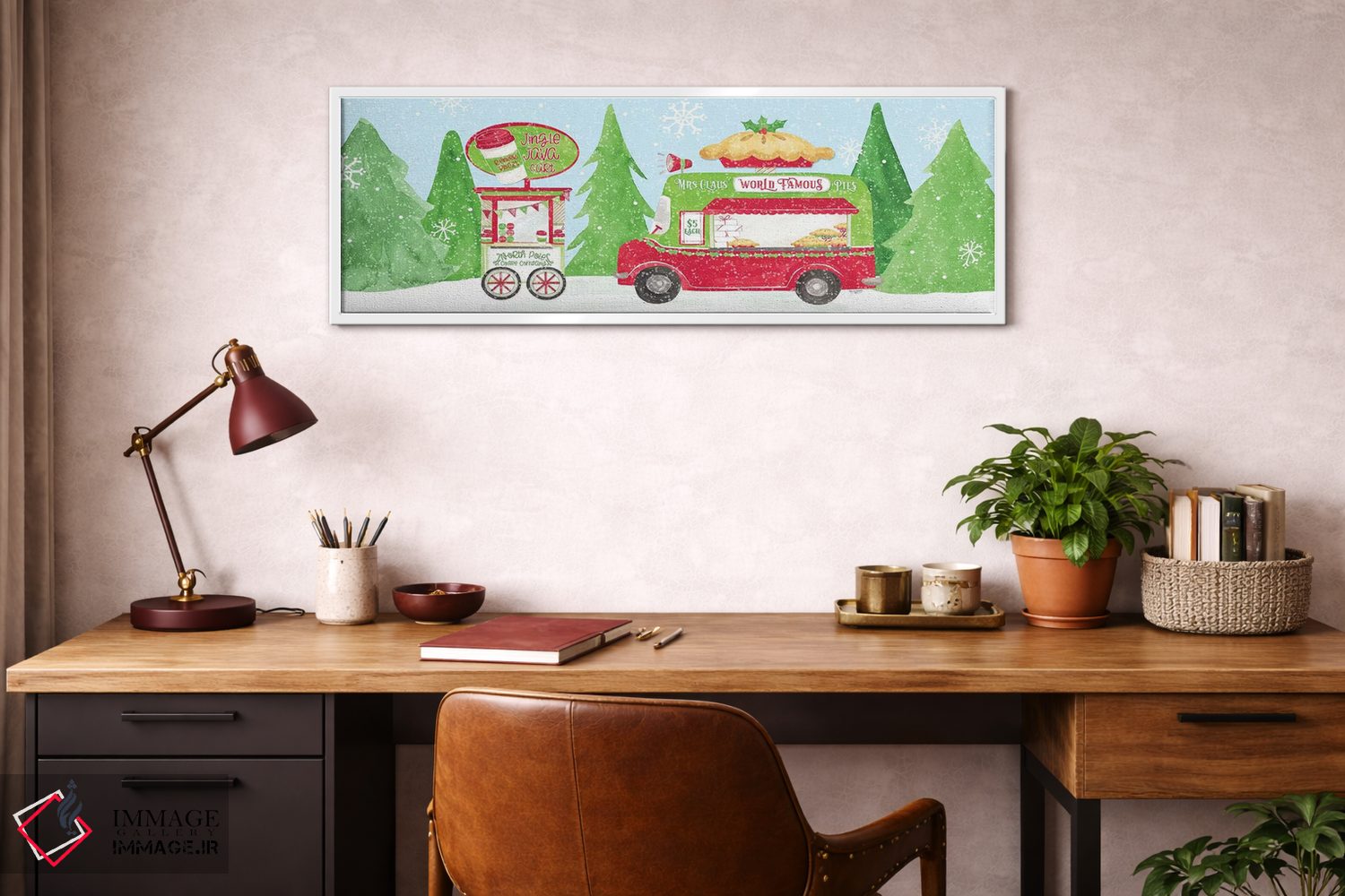 تابلو دکوراتیو کریسمس با گاری غذا یک اثر تارا رید - D4W