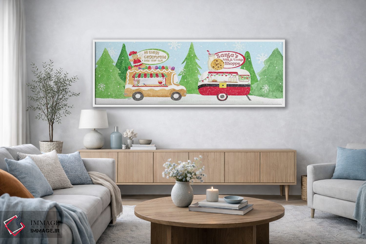 تابلو دکوراتیو کریسمس با گاری غذا دو اثر تارا رید - D3W