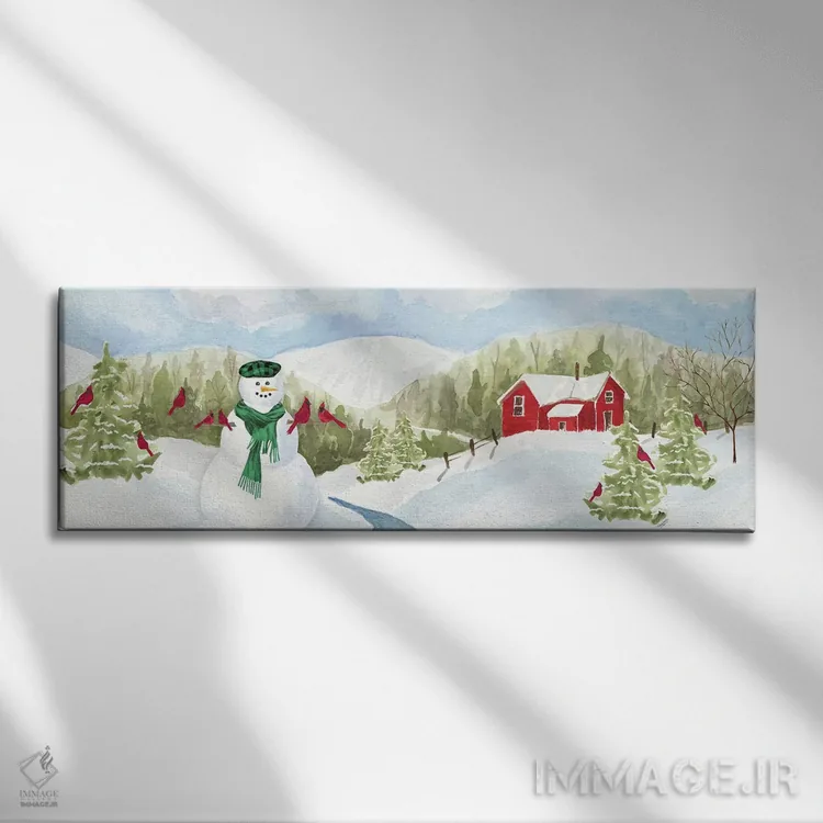 تابلوی آدم برفی کریسمس II اثر تارا رید - نمای روبهرو روی دیوار